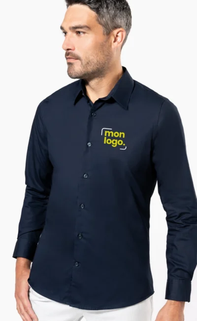 Chemise popeline manches longues homme
